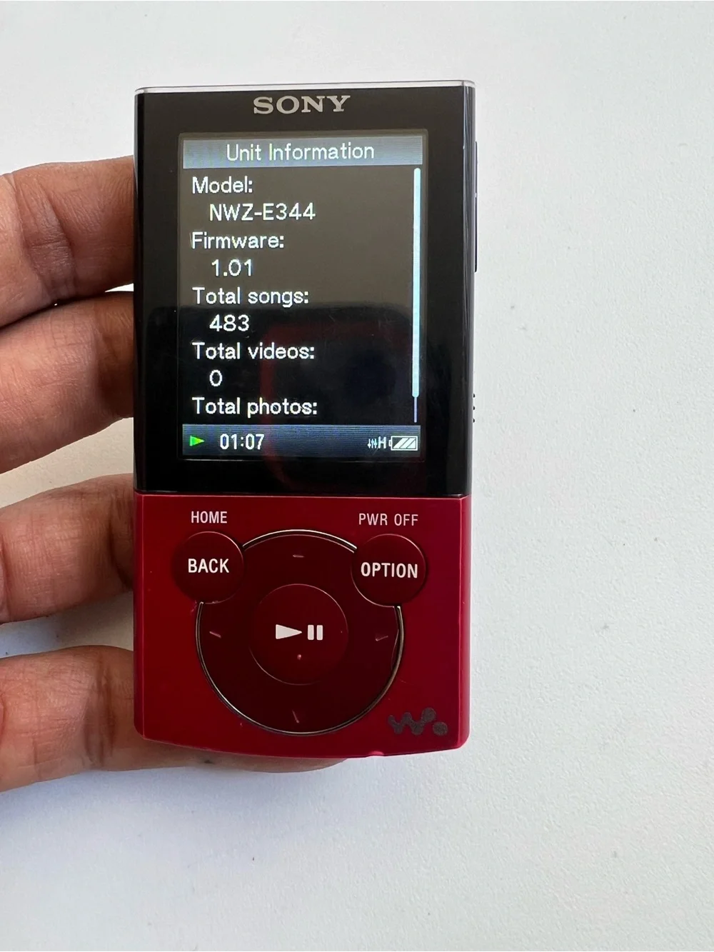 Sony NWZ-E344 Red Digital Walkman MP3 Player with Matching Earbuds and USB Cable